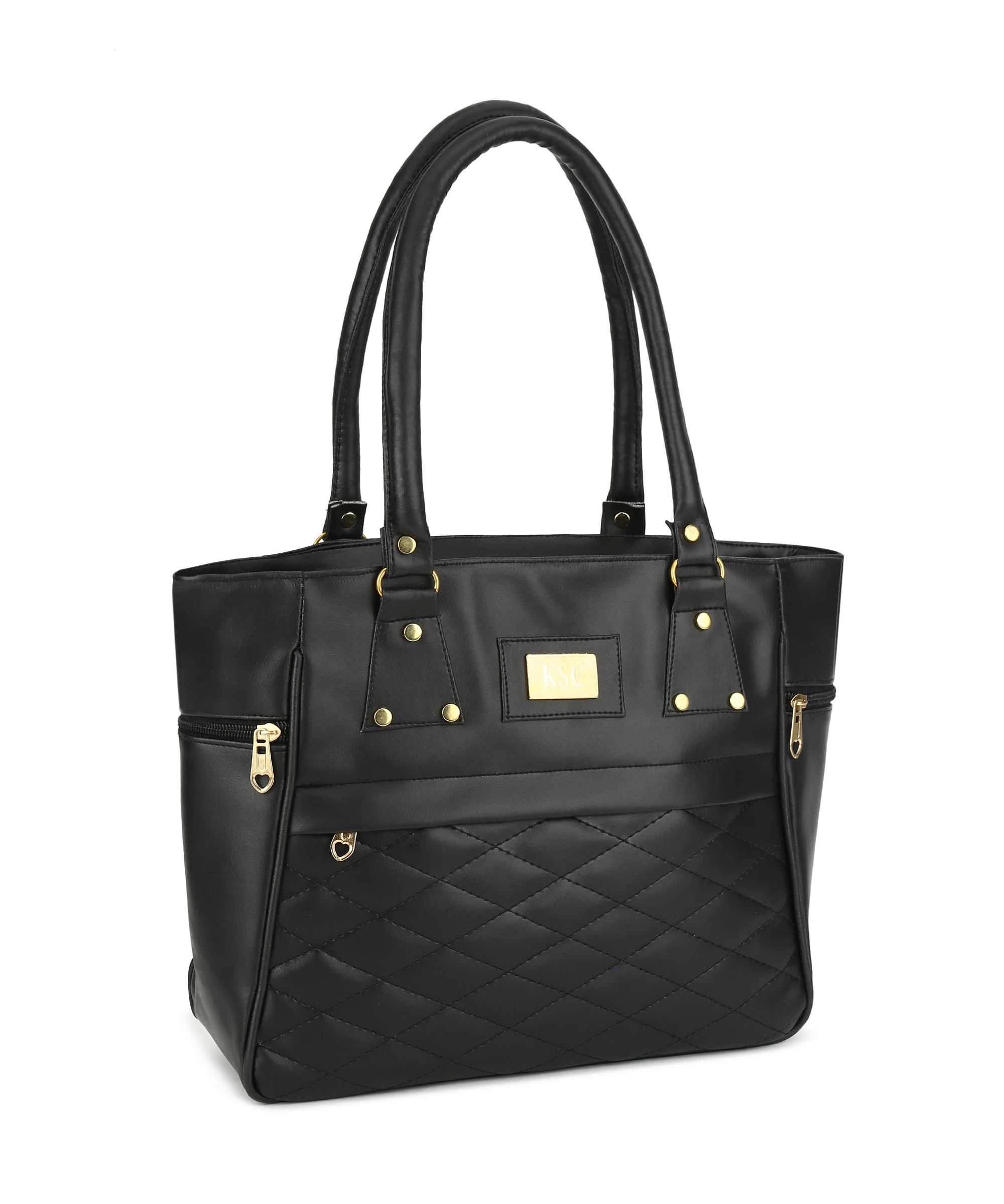 KSC Elegant Black Quilted Handbag for Women – Stylish Shoulder